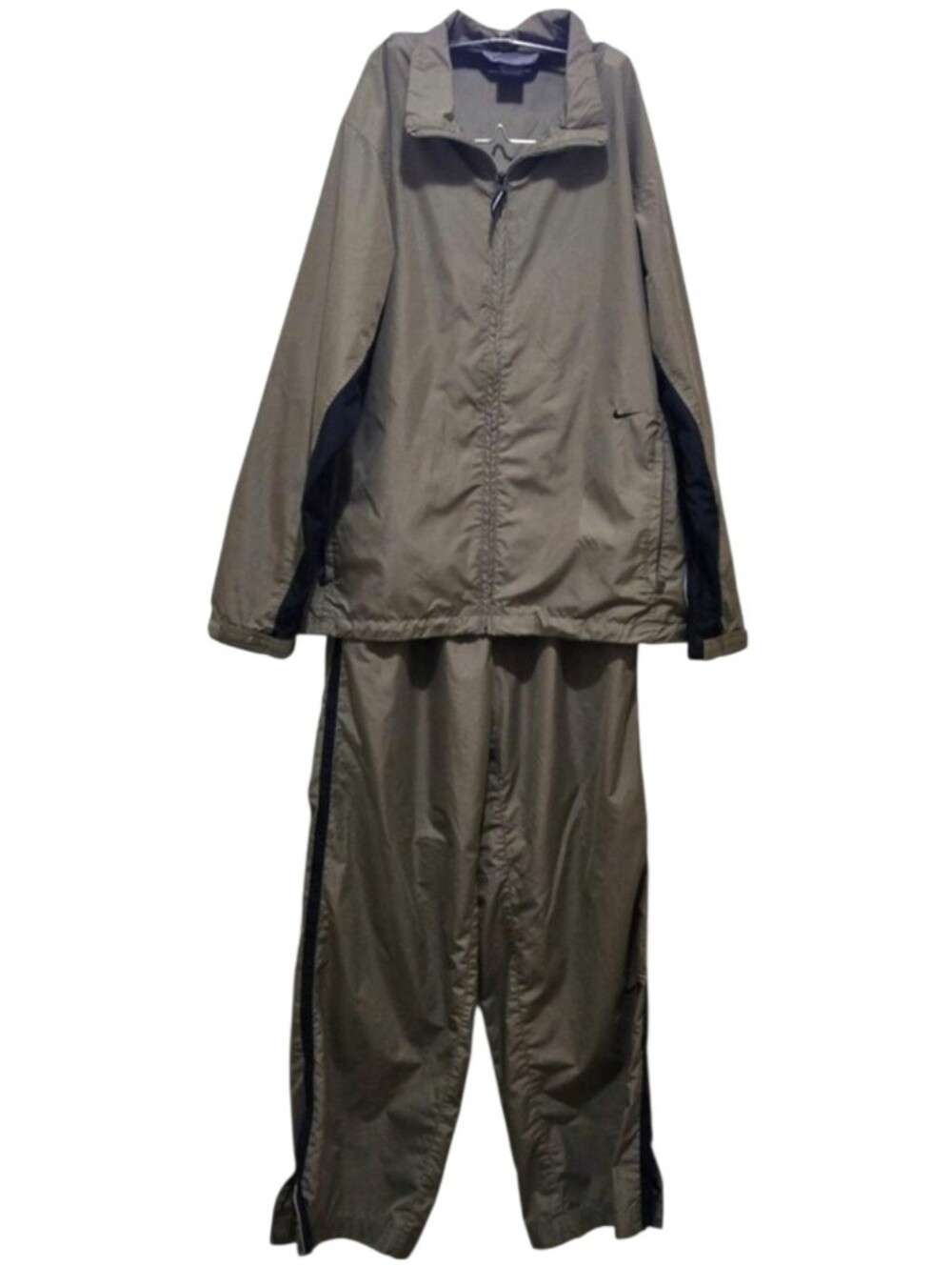 Vintage 90s Nike Rain Suit – Men's Large – Khaki/Tan – Matching 2-Piece Set